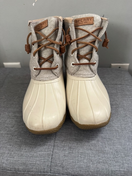 Sperry Shoes - Sperry Cream and Tan Waterproof Duck Boots